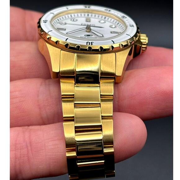 Fossil ES5350 Blue Dive Women’s White Dial Gold Tone Stainless Steel 36mm Watch main image 16